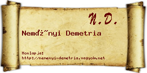 Neményi Demetria névjegykártya